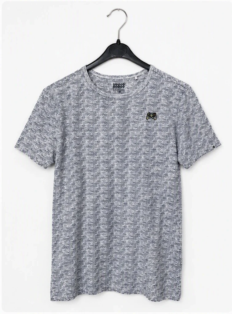 T-shirt Bleu Comme Gris gris chiné motif manette – Taille 158
